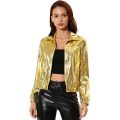 Fashion Gold Shiny Streetwear Women's Jackets