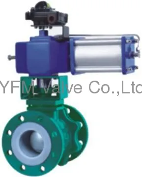 Pneumatic PTFE/PFA/FEP lined Flange Floating Ball Valves