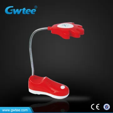 Adjustable mini shoe battery led table lamps & reading lamps