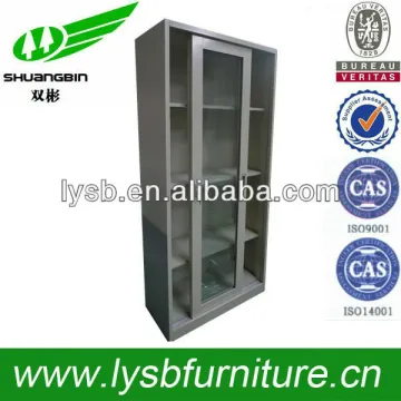 Seeing through steel high quality sliding glass door cabinet