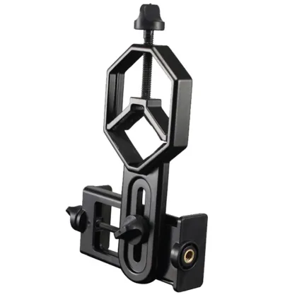 Black Adjustable Phone Mount for Microscope, Spotting Scope, and Telescope