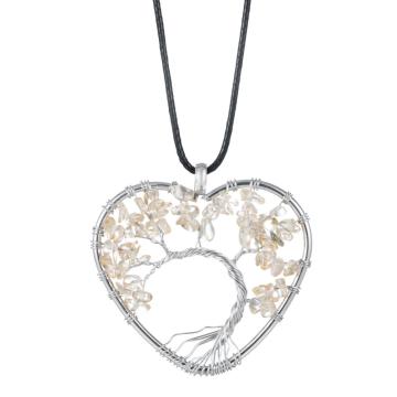 Tree of Life Chakra Necklace Pendant Heart-Shaped 7 Chakras Natural Gemstone Handmade Necklace for Women Men