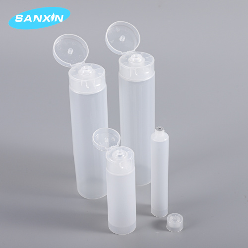 clear cosmetic plastic packaging soft tube with flip top cap for hand cream