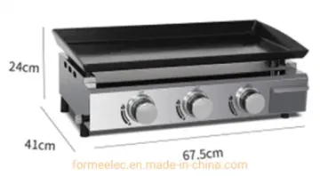 4 Burners Countertop Gas Grill Desktop Gas Griddle Enamel Grille 4 Control Gas Fried Griddles