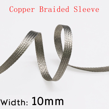 Width 10mm Tinned Copper Braided Cable Sleeve Audio Line Signal Shield Anti Interference Wire Wrap Metal Sheath