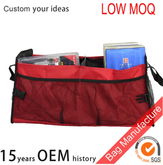 600D oxford foldable trunk organizer car storage box with cooler bag