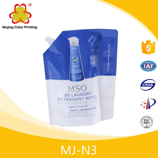 Plastic Packaging Printing Liquid Detergent Pouch With Spout in China
