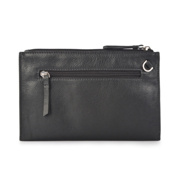 Schwarze Clutch Bag Metallic Embossed Slim Wristlet Pouch