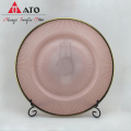 Elegant pink Charger Plates Gold Rim Glass Plate