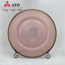 Elegante rosa Ladeplatten Gold Rand Glassplatte