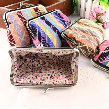 2015 new style 4 inches fashion cute Wide stripe canvas buckles zero wallet