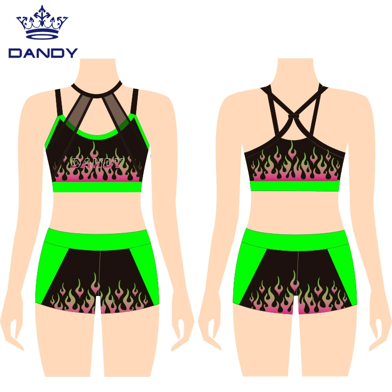 Girls flame sublimation cheer practice wear China Manufacturer