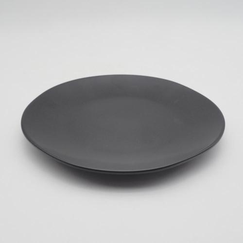 不規則な形の黒い色のグレーズストーンウェアディナーセット/セラミックディナーセット