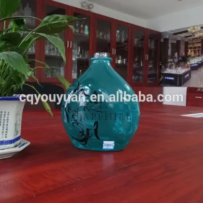 Yellow glass wine bottle 500ml for liquor