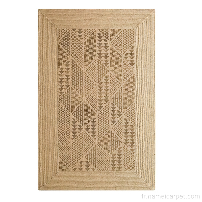 grand tapis de tapis imprimé de jute