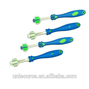 Triple heads 3 sided pets toothbrush