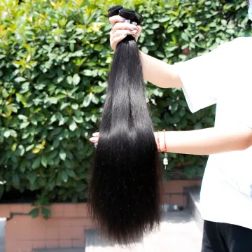 Huashuo Indian Human Hair Straight Bundles With Closure 100% Virgin Human Hair Extensions Lace Closure