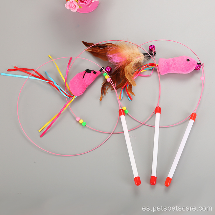 Acero con ratón de plumas para juguetes interactivos para gatos