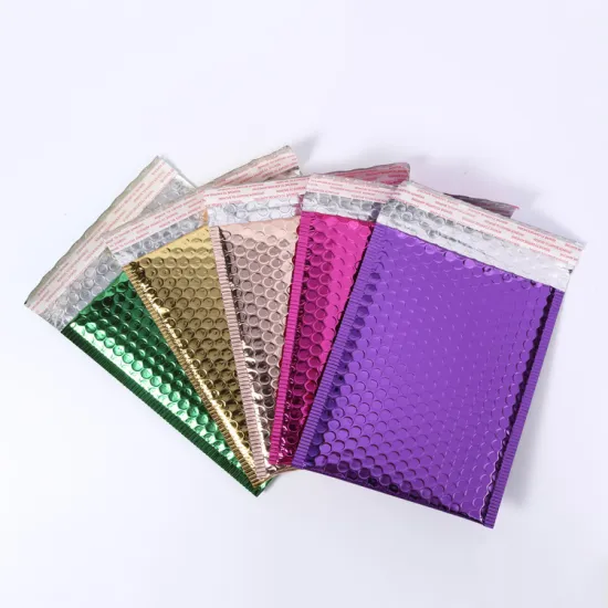 Metallic Shipping Poly Bags & Padded Envelopes - Holographic Rose Gold Bubble Mailers
