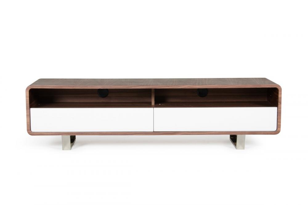 Moderne Walnut fineer en witte TV Stand