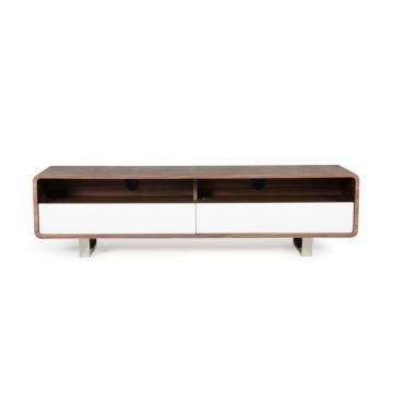 Modern Walnut veneer and white TV Stand