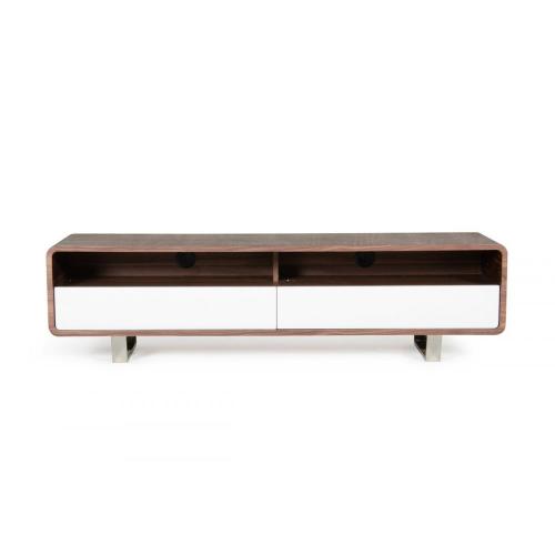 Moderne Walnut fineer en witte TV Stand