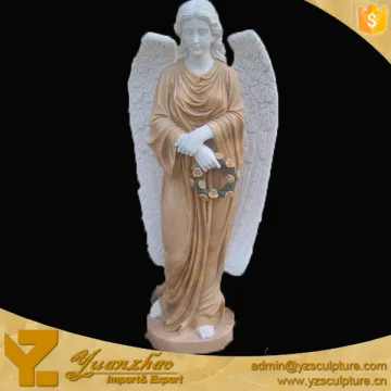Mixed Color Marble Carving Standing Angel sculpture for garden decoration