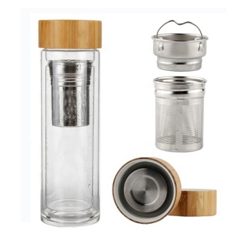 350 ml di bottiglia d'acqua in vetro borosilicato con infusore di separazione da tè e acqua