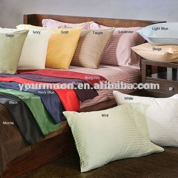 Cheap 4 pcs stripe solid color cotton bed sheet set