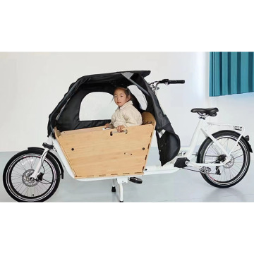20-inch Big Volume Family Cargo Bike met houten doos en elektrische assist voor het dragen van kinderen en vracht