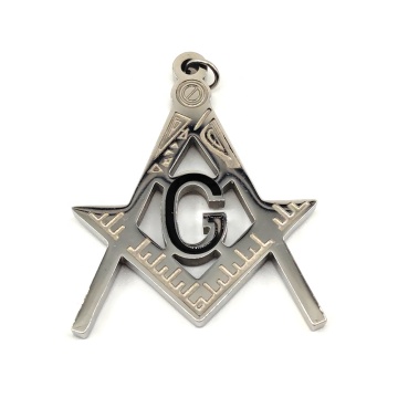 Stainless Steel Masonic Pendant: Square, Compass, and Letter G Charm