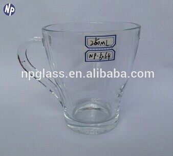 250ml clear glass drinking mugs with handle
