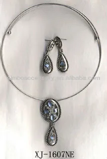 cateye stones jewelry set/wire choker set/wire choker jewelry set/wire necklace set/cateye stones wire choker set/diamond choker