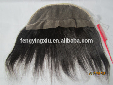 Chinese remy hair 14" black color lace net frontal hair closure piece