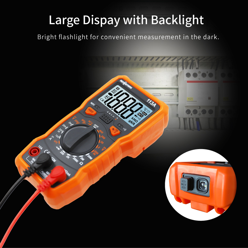 RICHMETERS RM113A NCV Digital Multimeter 2000 counts HFE AC/DC voltage meter Flash light Back light Large Screen