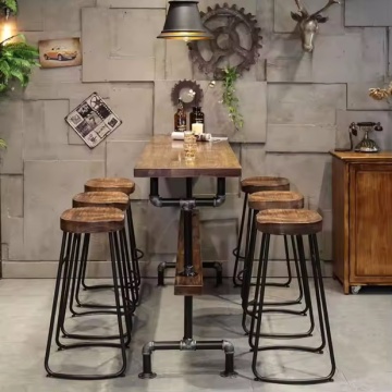 Bàn thanh cao bằng gỗ với chân kim loại cho nhà bếp, ăn uống và nhà hàng