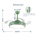 Led green color bedroom energy saving ceiling fan