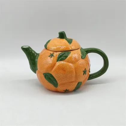 Cute Orange Shaped Ceramic Tea Pot