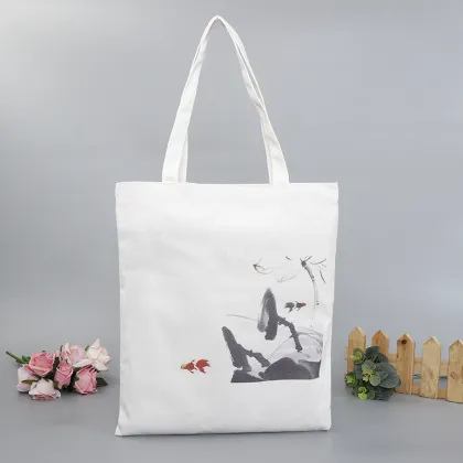 Cotton Canvas  Ink Painting Bag