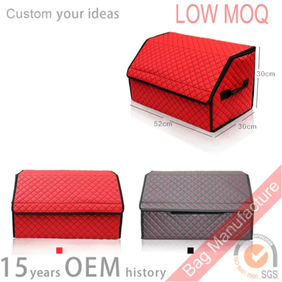 Luxury leather car trunk organizer skidproof storage