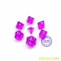 Bescon Mini Translucide Polyédrique RPG Dice Set 10MM, Petit jeu de rôle RPG Dice Set D4-D20 en Tube, Violet Transparent