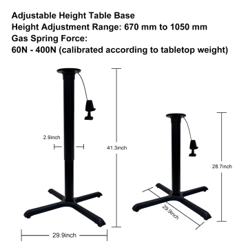 4‑Prong Cast Iron Gas Lift Height Adjustable Table Base Table Leg For Outdoor Commercial Furniture Cafe Bistro Dining Desk
