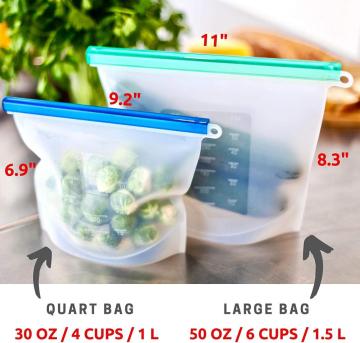 Sacchetti per alimenti in silicone ecologico con chiusura a cerniera