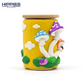 Handmade kukazve polymer clay folly folly follistco canister ine cartoon howa, borosilrate girazi kuputa itstray ne bamboo chifukidzo