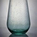 Tall Recycled Green Bubble Flower Glass Bud Vase