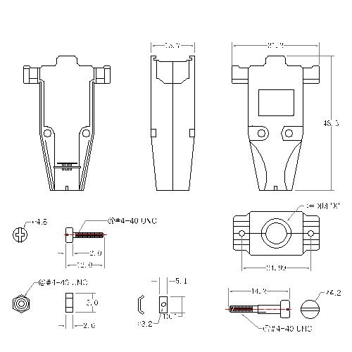 DBZU-09XX1 1 D-SUB METAL HOODS,09P,U TYPE, SHORT SCREW