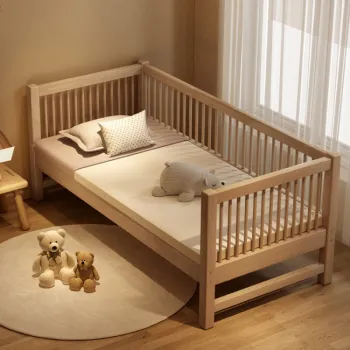 Modern Spliced Solid Wood Bed for Children - Large Size