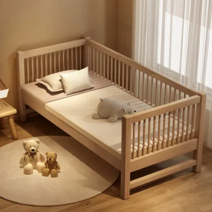 Modern Spliced Solid Wood Bed for Children - Large Size