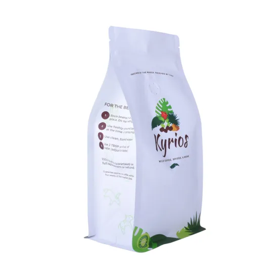 Eco Friendly plastic flat bottom coffee beans bag with zipper