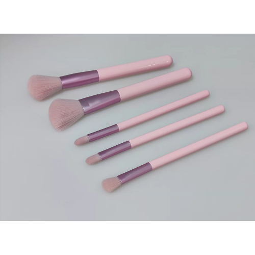 Yacai 5pcs Professional Synthetic Hair Cosmetic Foundation makeup brush set pink